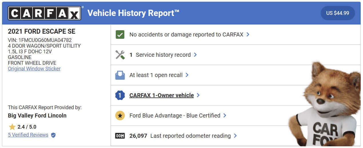 Vehicle History Report