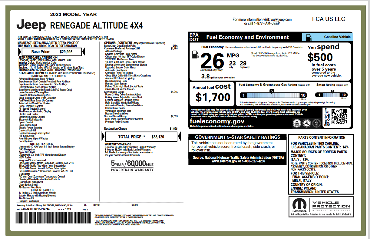 2023 Jeep Renegade Altitude 
