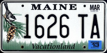 Maine License Plate